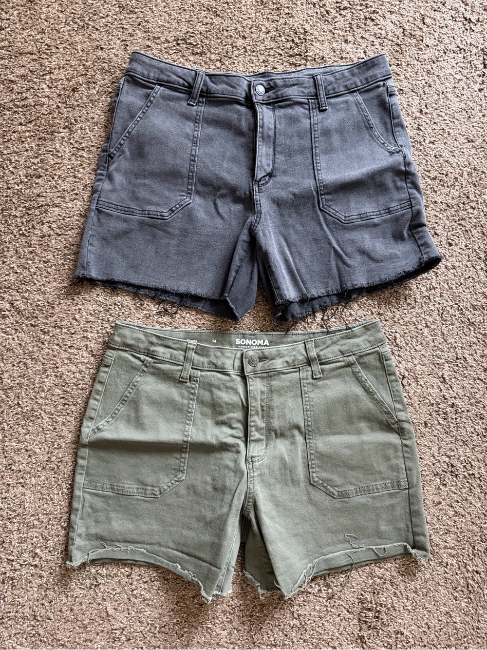 SONOMA Cutoff Shorts - Olive and Charcoal Bundle 2 pairs - Size 14